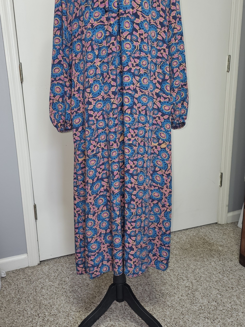 NATURAL LIFE Blue and Gold Floral Maxi Dress Sz Xl